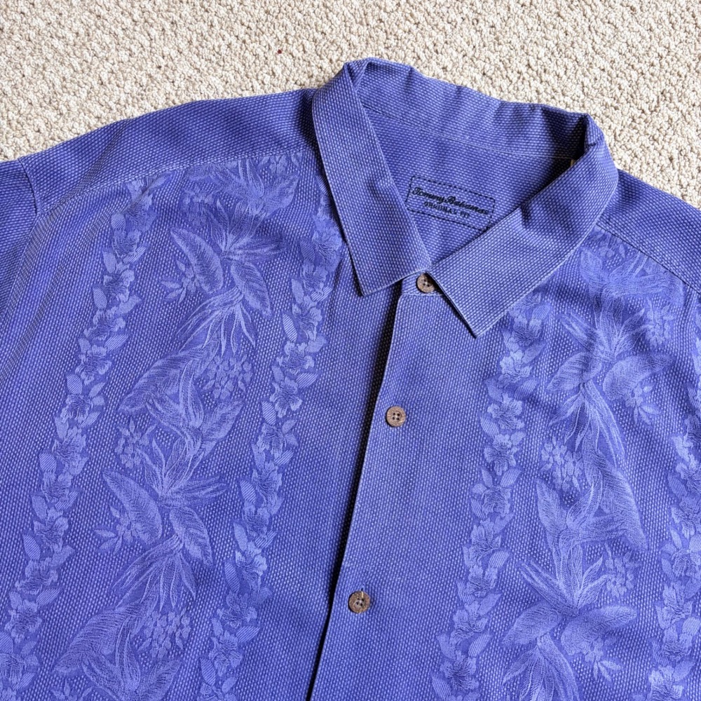 Tommy Bahama 3XL 100% Silk Embroidered Floral Short Sleeve Camp Shirt